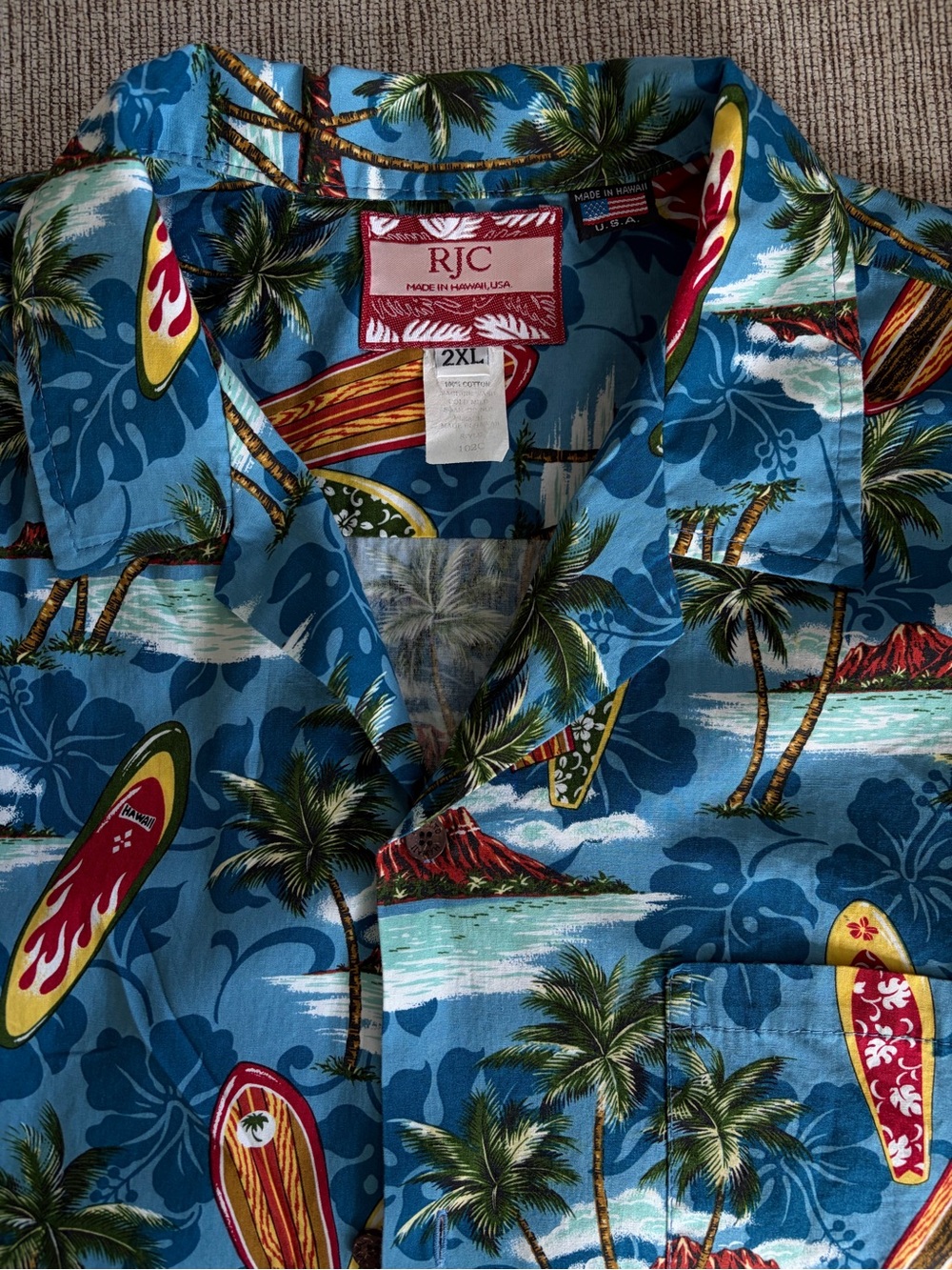 RJC Made in Hawaii Hawaiian Aloha Camp Shirt Men’s 2X EUC 100% cotton vintage
